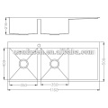 DS11650 Pflege Unterbau Doppel Abtropffläche Edelstahl Spüle